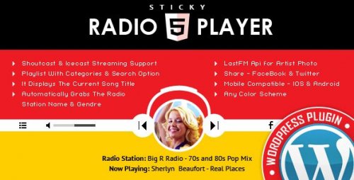 Sticky Full Width Radio Player WordPress Plugin 3.3.1