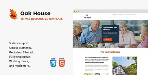 Oak House Senior Care Retirement Rehabilitation WordPress Theme