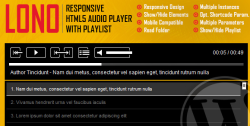 Lono – Responsive HTML5 Audio Player With Playlist 1.3.1