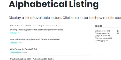 FacetWP – Alphabetical Listing 1.3.3