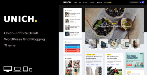 Unich – Infinite Scroll WordPress Blogging Food Recipes Theme 1.4