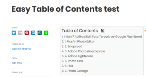Easy Table of Contents for AMP 1.0.5