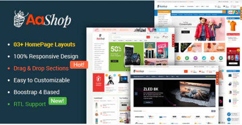 AaShop – Responsive & Multipurpose Sectioned Bootstrap 4 Shopify Theme