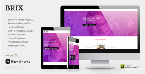 BRIX – Mobile App landing page Muse Template