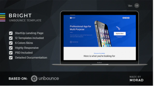 Bright – Unbounce Startup Landing Page
