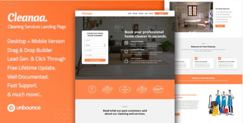 Cleanaa — Cleaning Services Unbounce Landing Page Template