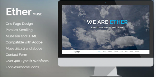 Ether – One Page Multipurpose MUSE Template