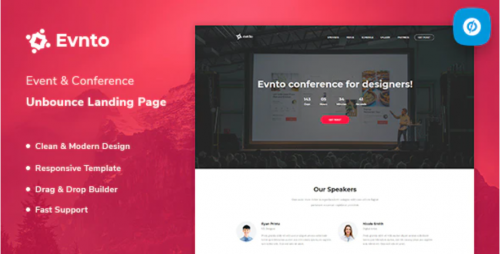 Evnto – Event & Conference Unbounce Landing Page Template