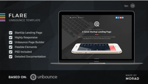 Flare – Unbounce Startup Landing Page