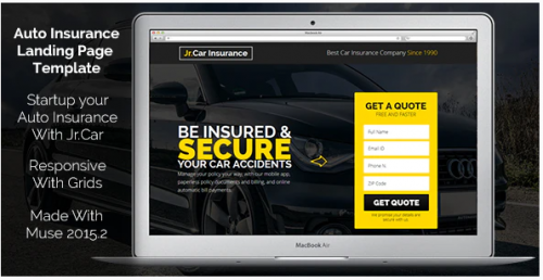 Jr. Auto Insurance Landing Page – Responsive Muse Template