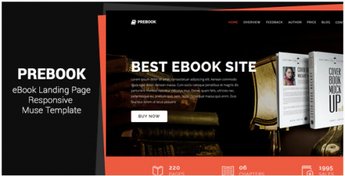 Prebook – eBook Landing Page Responsive Adobe Muse Template