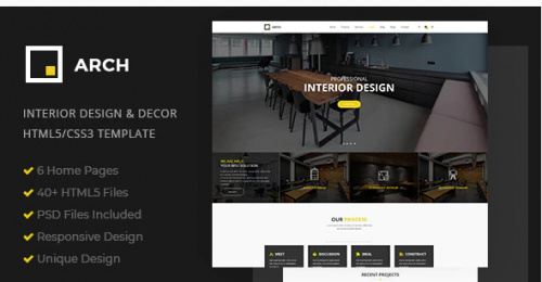 Interior Design, Architecture HTML5 Templale arch interior design and decor html template