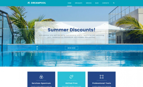 Dream Pool – Pool Cleaning & Pool Repair WordPress Theme dream pool pool cleaning pool repair wordpress theme