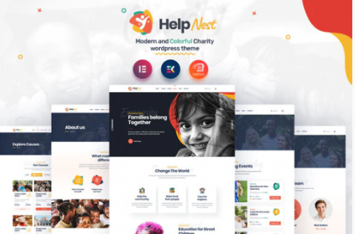 Helpnest – Charity Elementor Template Kit helpnest charity elementor template kit