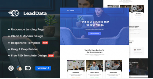 LeadData – Lead Generation Unbounce Landing Page Template