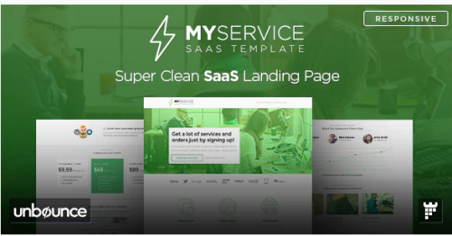 MYSERVICE – SaaS Product Unbounce Landing Page Template