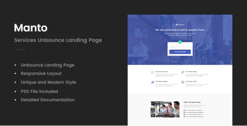 Manto – Services Unbounce Landing Page