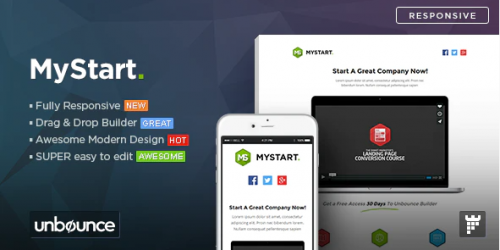 MyStart – Startup Unbounce Landing Page Template