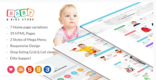 Baby & Kids Store eCommerce HTML Template with RTL Package baby kids store ecommerce html template with rtl package