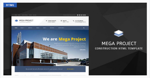 Mega Project – Construction HTML Template capture