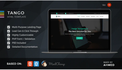 Tango – Responsive Multi-Purpose Landing Page capture