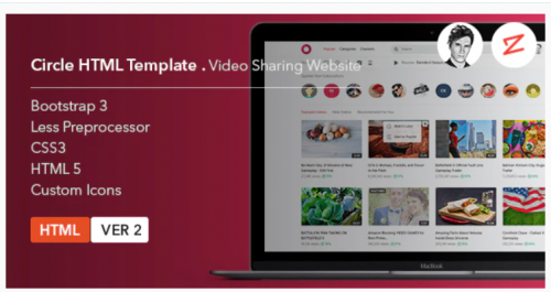 Circle Video Sharing Website HTML Template circle video sharing website html template