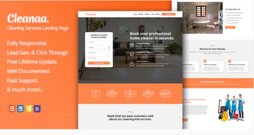 Cleanaa — Cleaning Services Landing Page Template cleanaa — cleaning services landing page template