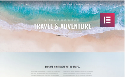 Closez – Tourism One Page Modern Elementor WordPress Theme closez tourism one page modern elementor wordpress theme