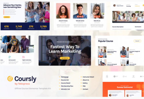 Coursly | Offline Course Elementor Template Kit coursly offline course elementor template kit