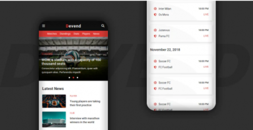 Devend – Football & Soccer Mobile Template devend football soccer mobile template