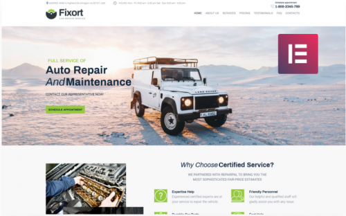 Fixort – Car Repair Service Elementor WordPress Theme fixort car repair service elementor wordpress theme