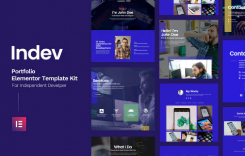 Indev – Portfolio Elementor Template Kit For Developer indev portfolio elementor template kit for developer