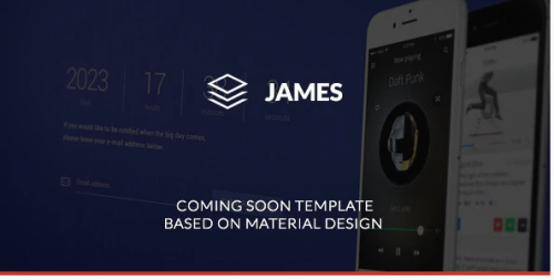 James – Material Design Coming Soon Template james material design coming soon template
