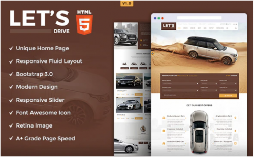 Let’s Drive – Amazing Car Rental & Sale HTML5 Template let’s drive amazing car rental sale html template