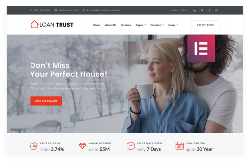 Loan Trust – Mortgage Company Elementor WordPress Theme loan trust mortgage company elementor wordpress theme