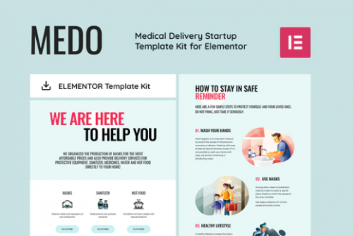 MEDO – Medical Delivery Startup Elementor Template Kit medo medical delivery startup elementor template kit