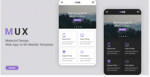 MUX – Material Design Web App UI Kit Mobile Template mux material design web app ui kit mobile template