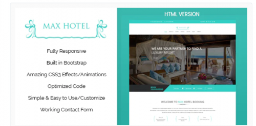 Max Hotel – Responsive HTML Template max hotel responsive html template