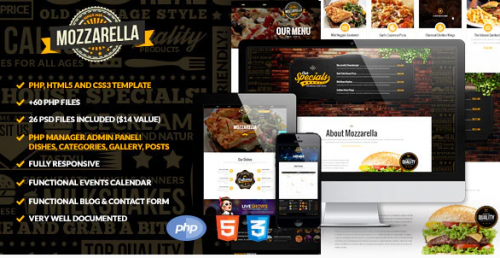 Mozzarella PHP & HTML Cafe Bar Template mozzarella php html cafe bar template