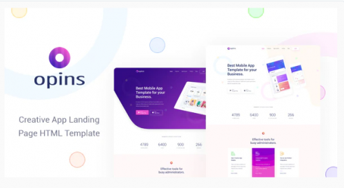 Opins – Creative App Landing Page HTML Template opins creative app landing page html template