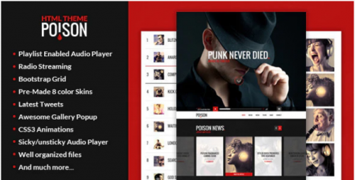 Poison – Music HTML One Page Template poison music html one page template