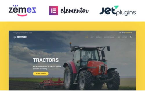 Rentallo – Farming Equipment & Machinery Rentals WordPress Theme rentallo farming equipment machinery rentals wordpress theme
