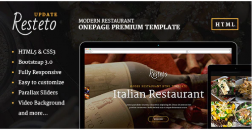 Resteto – One-page Restaurant Premium Template resteto one page restaurant premium template