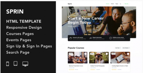 Sprin – Courses and Events HTML5 Responsive Template sprin courses and events html responsive template