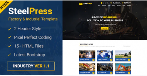 SteelPress – Industrial & Factory Business HTML Template steelpress industrial factory business html template