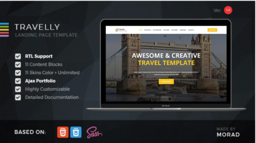 Travelly – Tourism & Agency HTML Landing Page travelly tourism agency html landing page