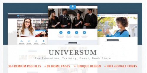 UNIVERSUM – Education, Event and Course PSD Template universum education event and course psd template