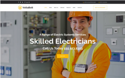VoltaBolt – Electrician Services Responsive WordPress Theme voltabolt electrician services responsive wordpress theme