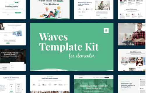 Waves – Startup Agency Elementor Template Kit waves startup agency elementor template kit