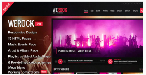 WeRock – Ajax Music Radio Streaming & Event HTML Template werock ajax music radio streaming event html template